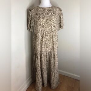 Pretty Garden Women Cheetah Print Tiered Maxi Dress size Small